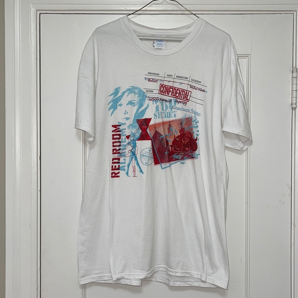 Marvel Red Room Academy Natasha Romanoff White Cotton Tee Shirt Large